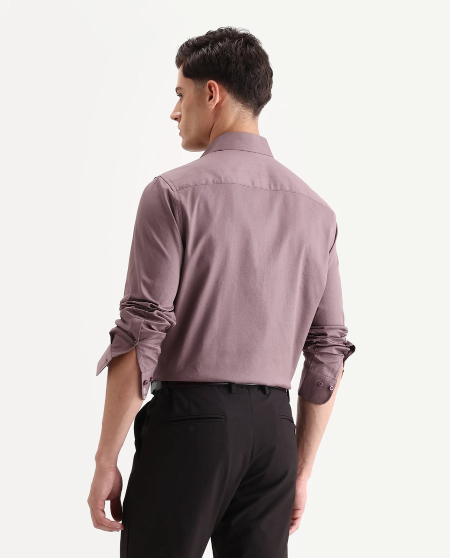 Rare Rabbit Men's Dyke Dusky Pink Cotton Blend Fabric Spread Collar Regular Fit Striped Shirt