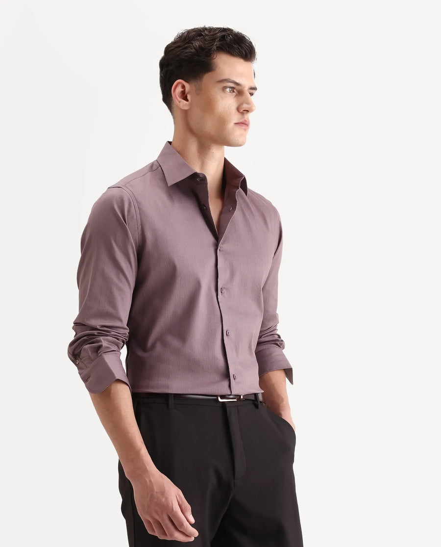 Rare Rabbit Men's Dyke Dusky Pink Cotton Blend Fabric Spread Collar Regular Fit Striped Shirt