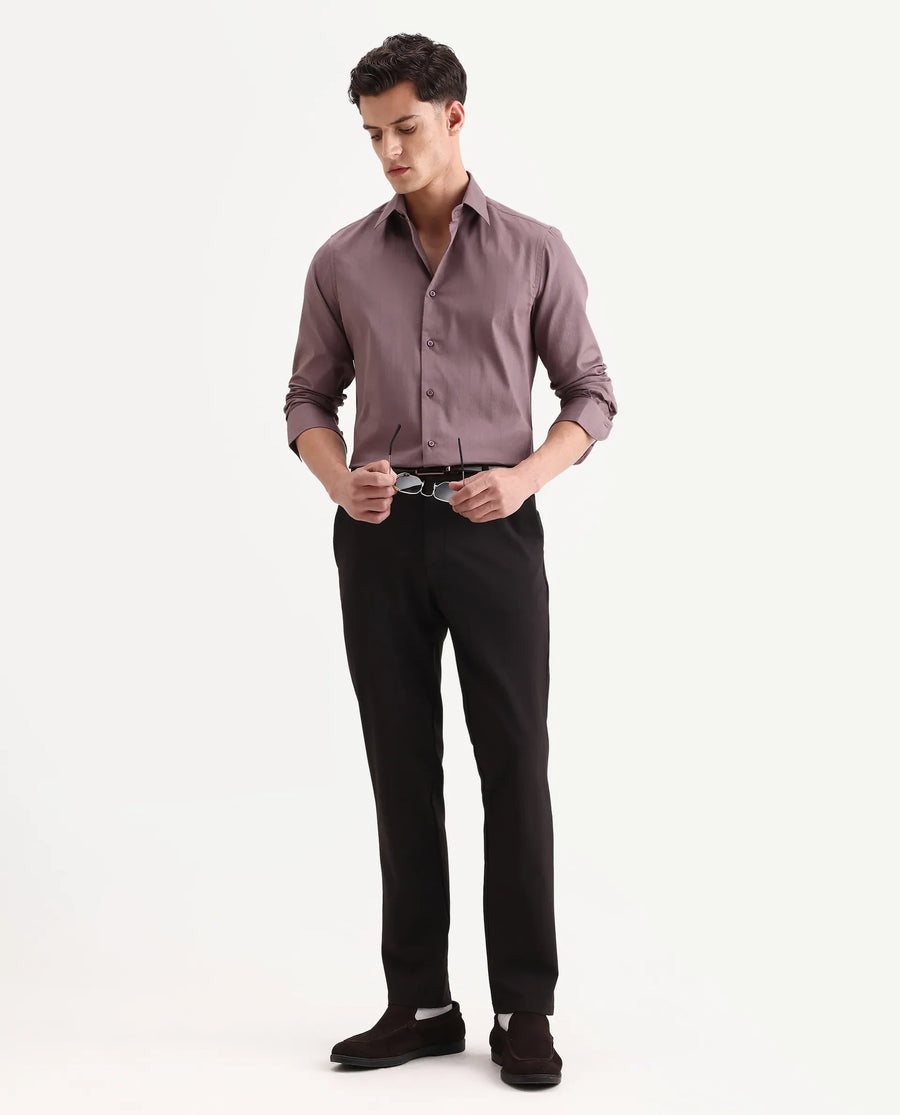 Rare Rabbit Men's Dyke Dusky Pink Cotton Blend Fabric Spread Collar Regular Fit Striped Shirt