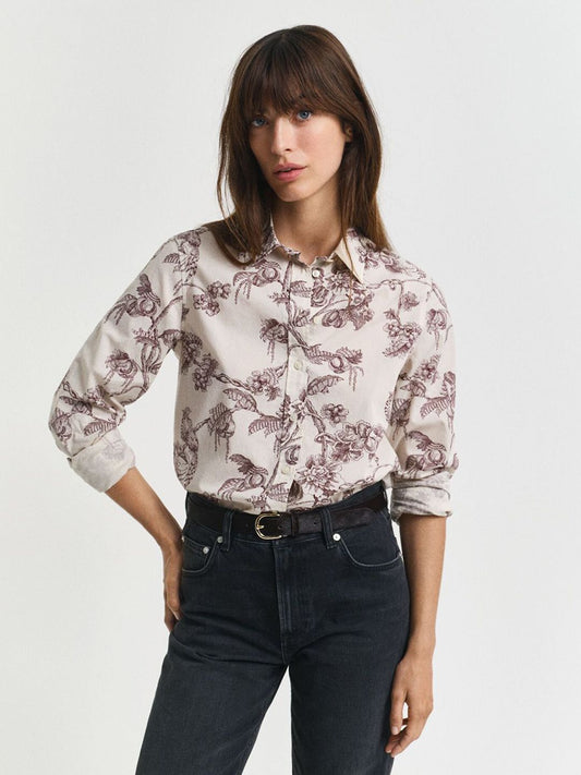 GANT Women Geometric Printed Spread Collar Pure Cotton Casual Shirt