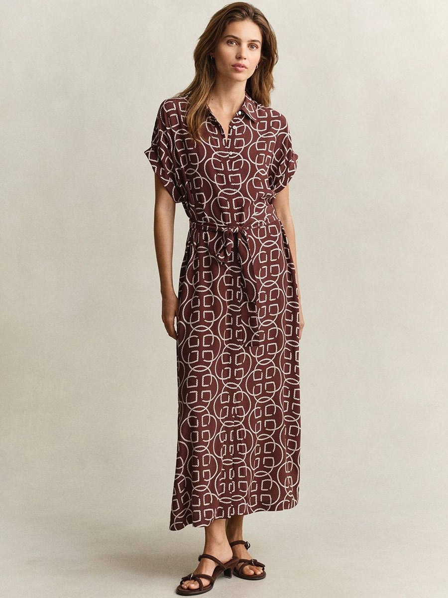 Gant Women Brown Monogram Relaxed Fit Monogram Dress