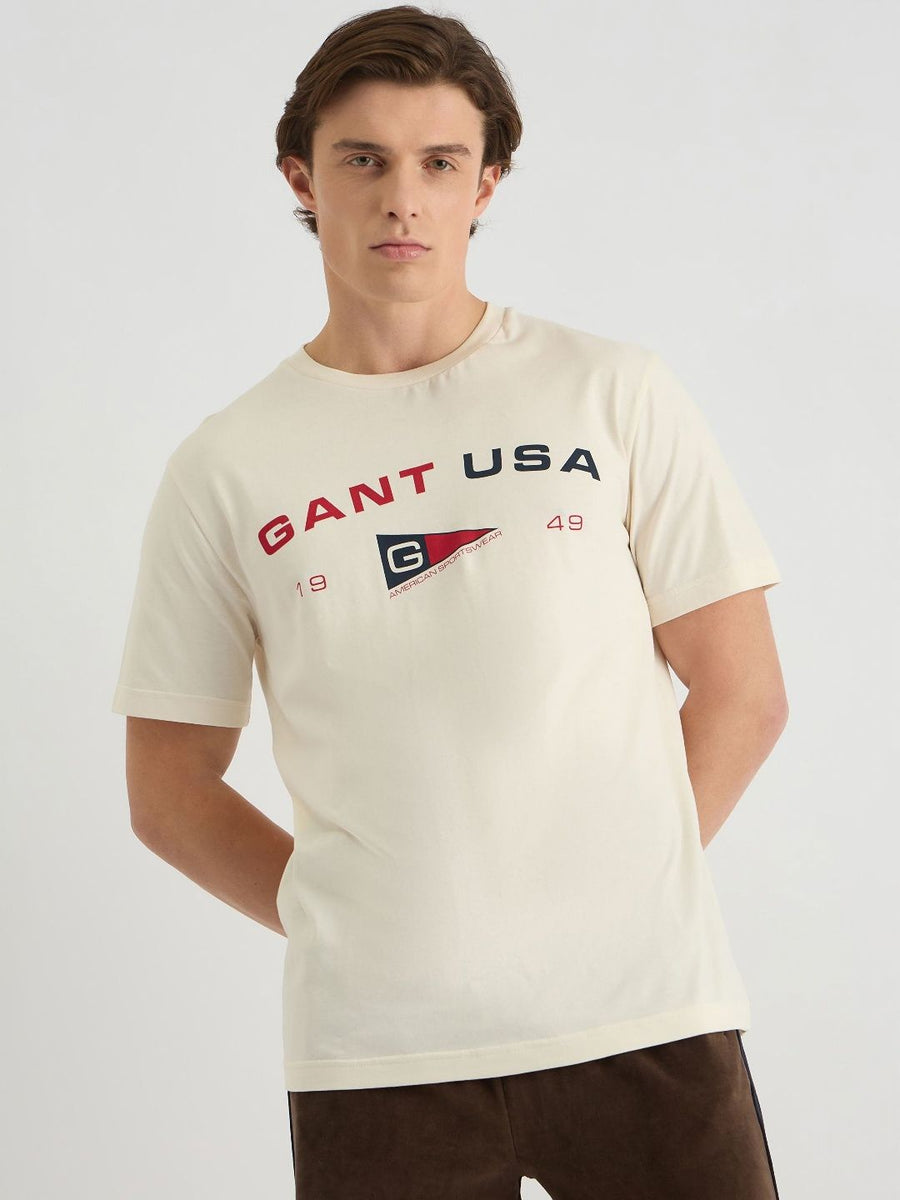 GANT Men Typography Printed Round Neck Cotton T-shirt