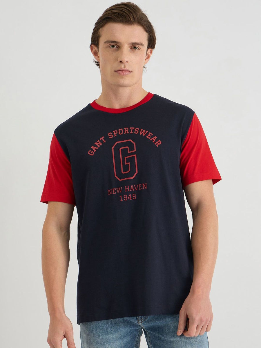 GANT Men Typography Printed Round Neck Cotton T-shirt