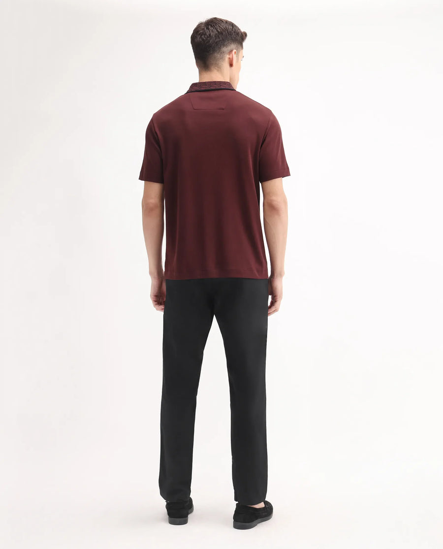 Rare Rabbit Men's Ebert Black Cotton Plain Regular Fit Trouser