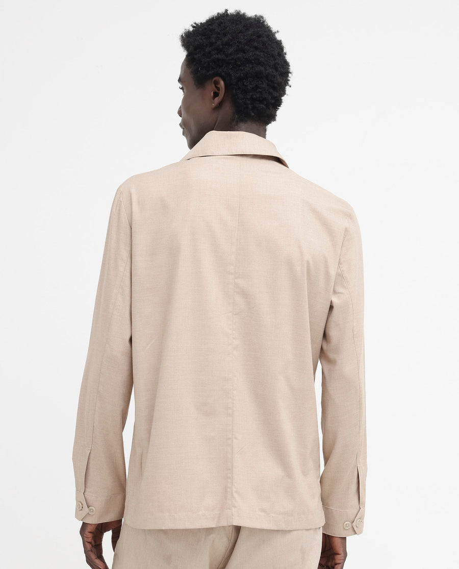 Rare Rabbit Men's Echos Beige Cotton Plain Relaxed Fit Full Sleeve Lapel Neck Jacket