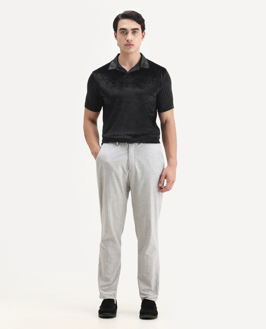 Rare Rabbit Men's Electro 1 Black Polyester Plain Regular Fit Half Sleeve Polo