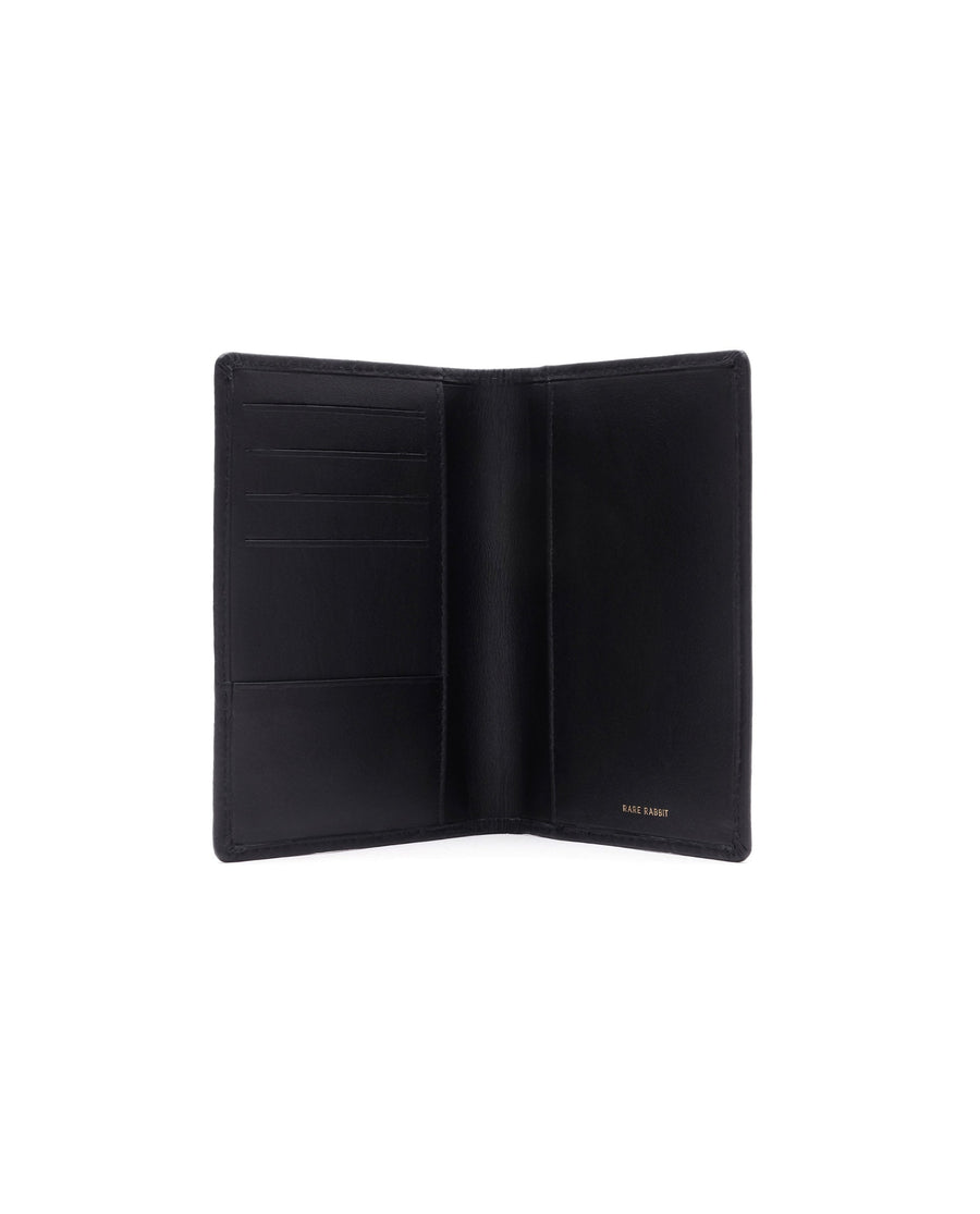Rare Rabbit Men's Ellen Black Bi Fold Rfid Embossed Monogram Passport Holder