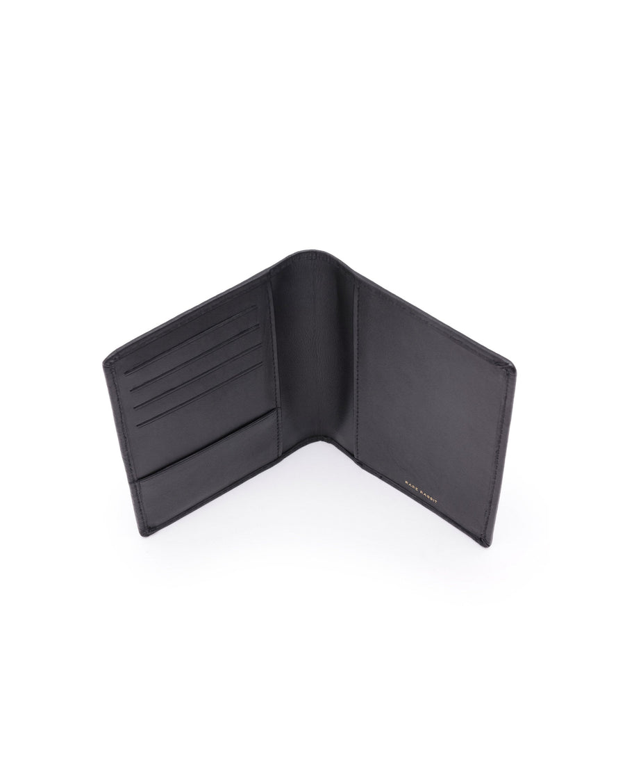 Rare Rabbit Men's Ellen Black Bi Fold Rfid Embossed Monogram Passport Holder