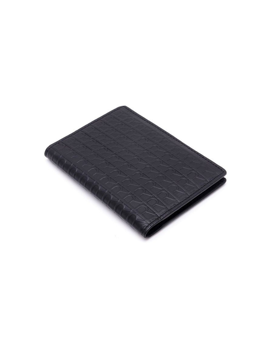 Rare Rabbit Men's Ellen Black Bi Fold Rfid Embossed Monogram Passport Holder