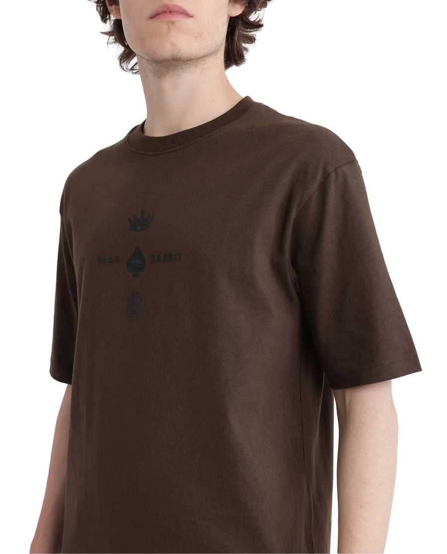 Rare Rabbit Men's Ello Olive Graphic Print Regular Fit Half Sleeve Crew Neck T-Shirt