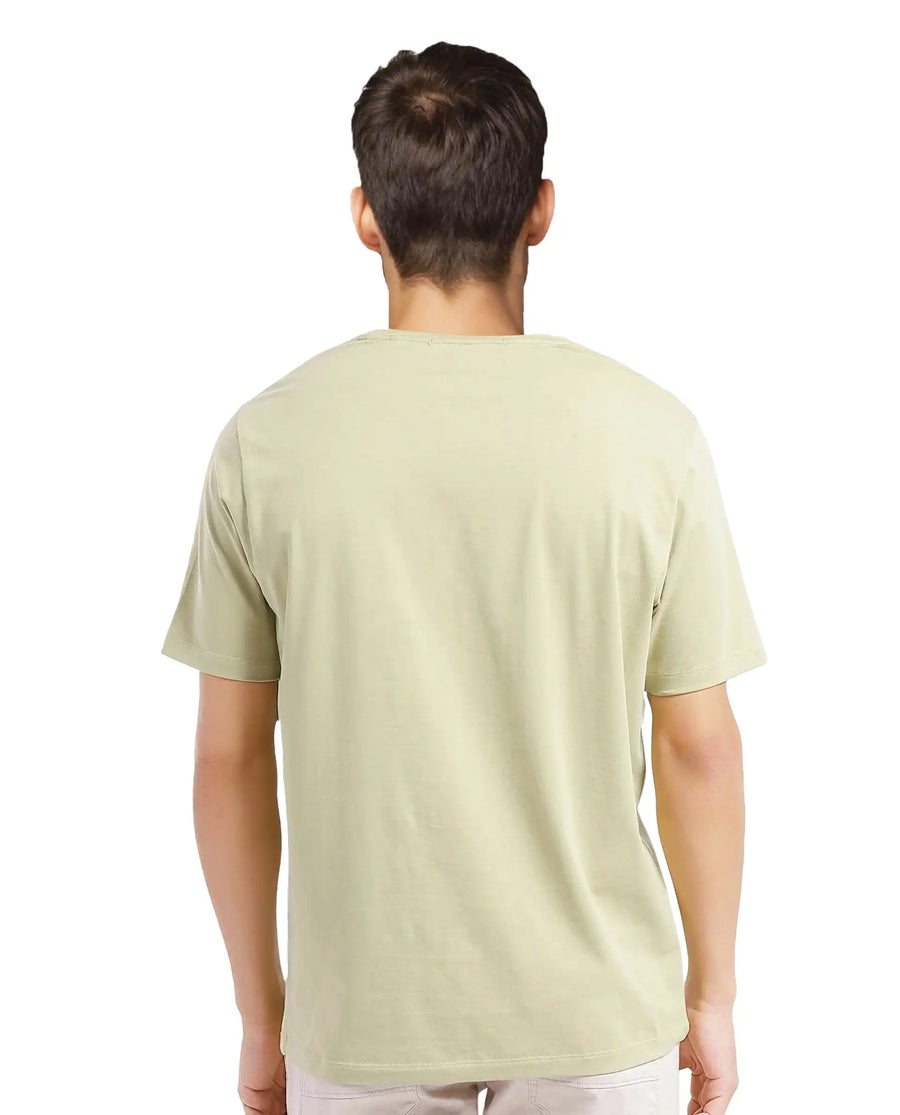 Rare Rabbit Men's Eloise-1 Light Green Cotton Graphic Print Regular Fit Half Sleeve Crew Neck T-Shirt