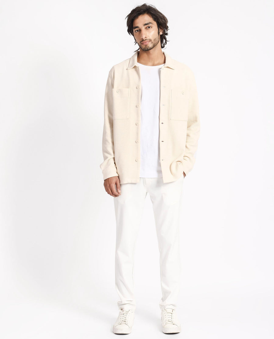 Rare Rabbit Men's Elric Light Beige Cotton Textured Regular Fit Full Sleeve Spread Collar Jacket