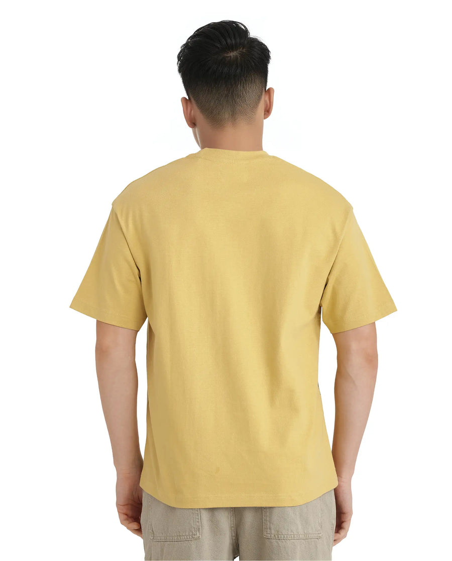 Rare Rabbit Men's Elzo Mustard Cotton Ombre Oversized Fit Half Sleeve Crew Neck T-Shirt