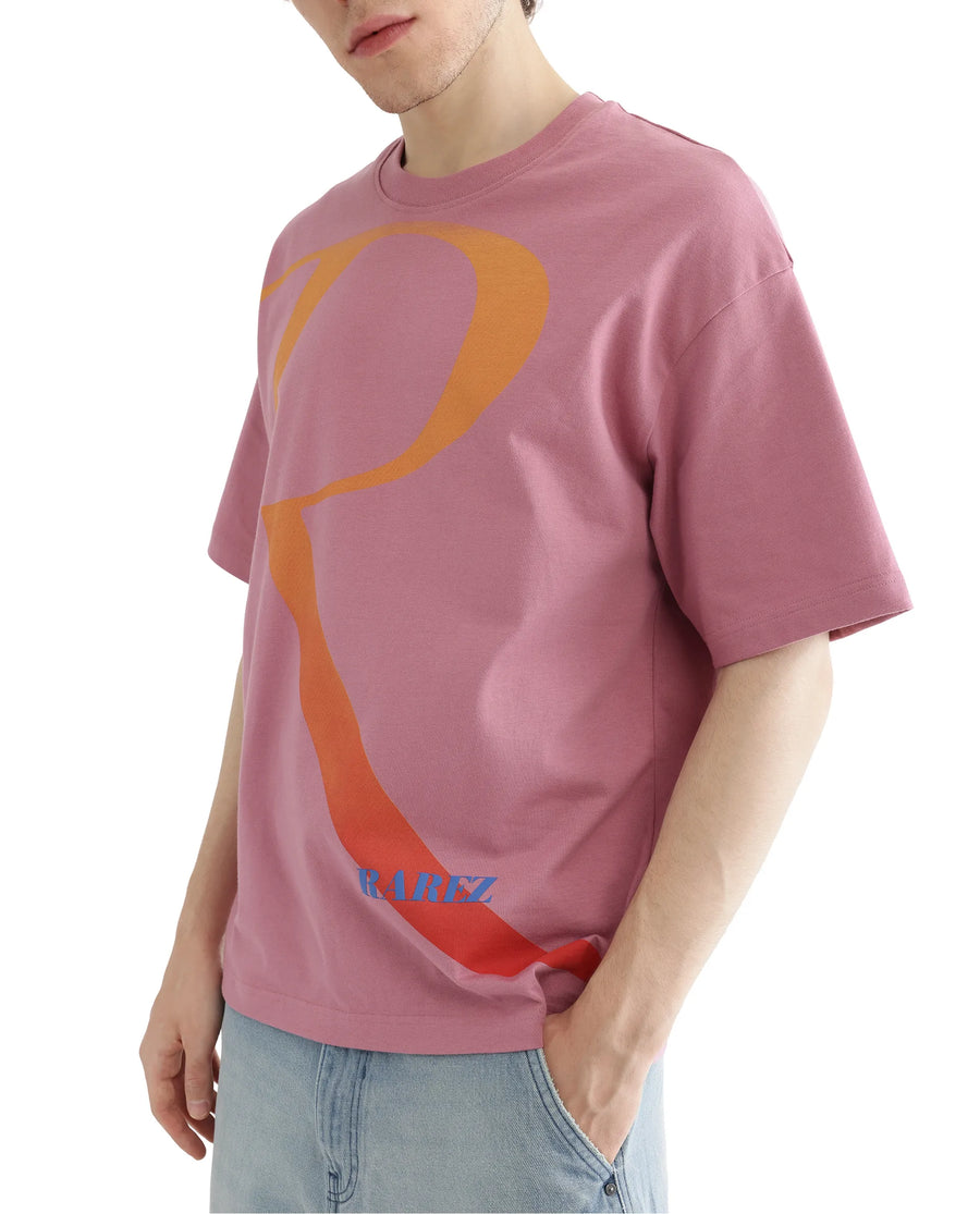 Rare Rabbit Men's Elzo Pink Cotton Ombre Oversized Fit Half Sleeve Crew Neck T-Shirt