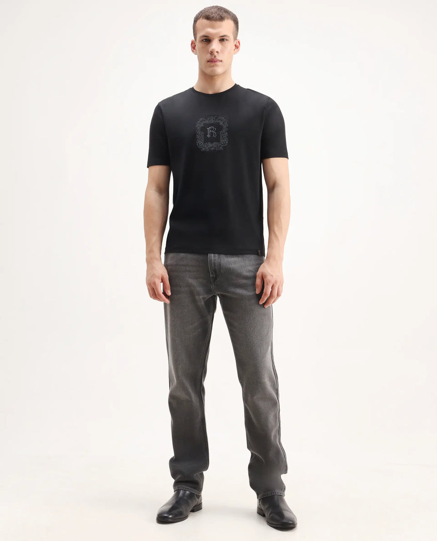 Rare Rabbit Men's Enim Grey Cotton Blend Fabric Morris Regular Fit Plain Jeans