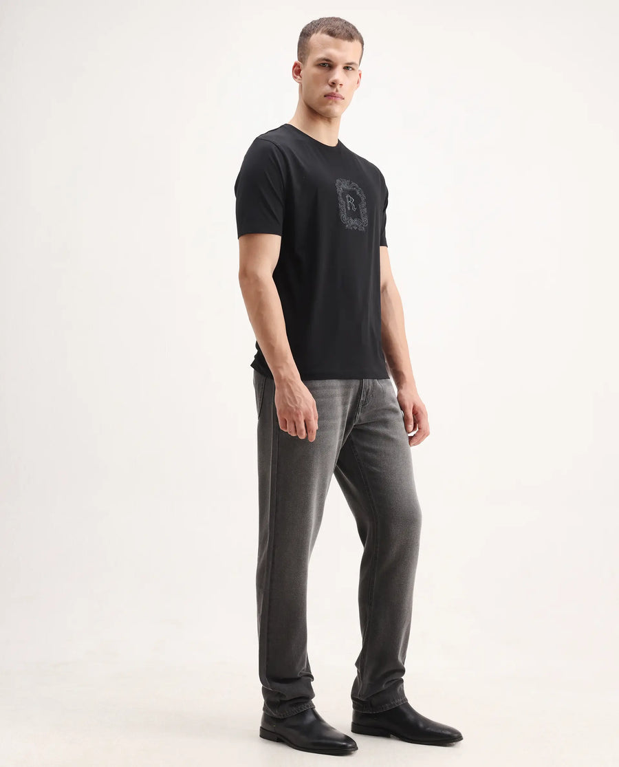 Rare Rabbit Men's Enim Grey Cotton Blend Fabric Morris Regular Fit Plain Jeans
