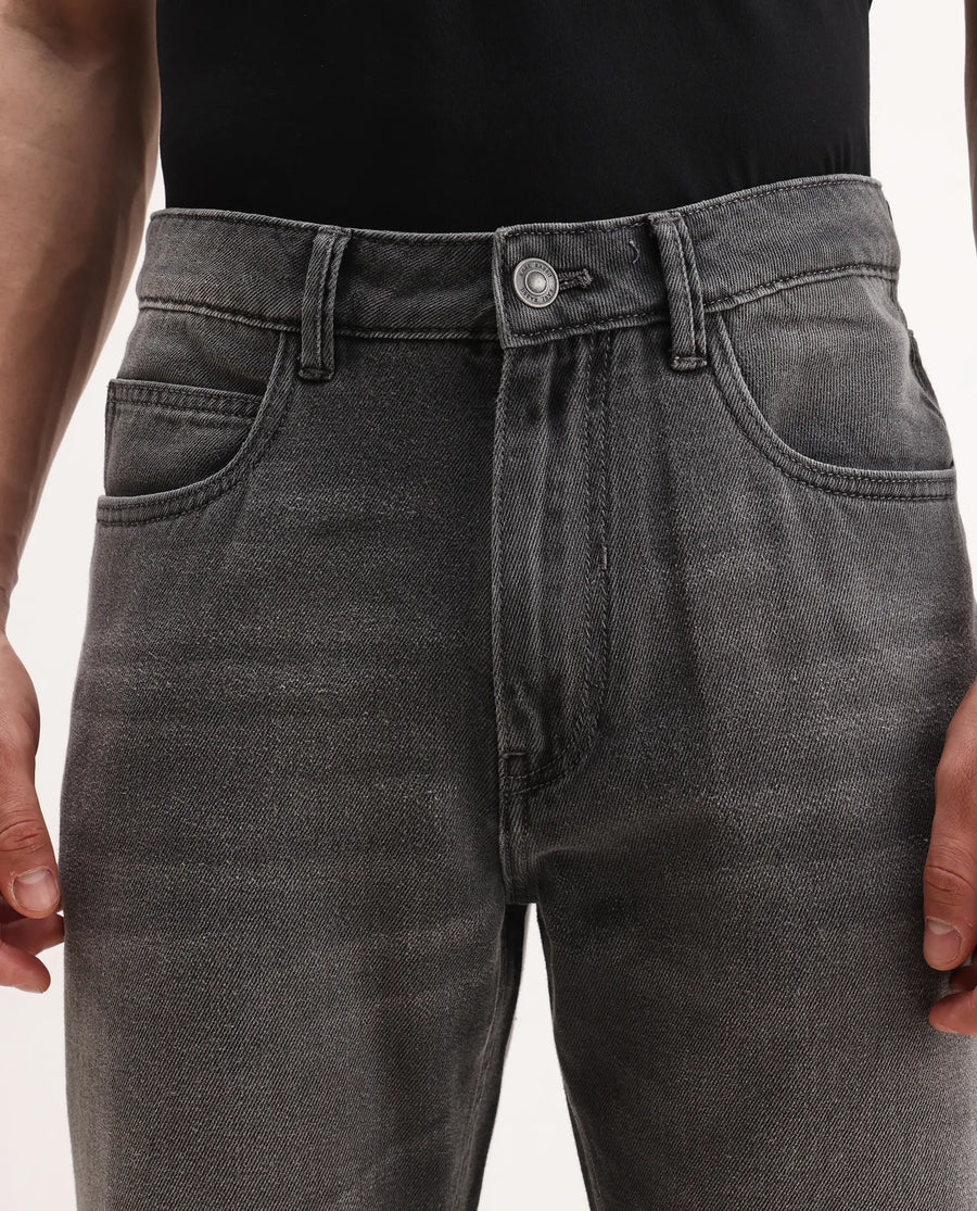 Rare Rabbit Men's Enim Grey Cotton Blend Fabric Morris Regular Fit Plain Jeans