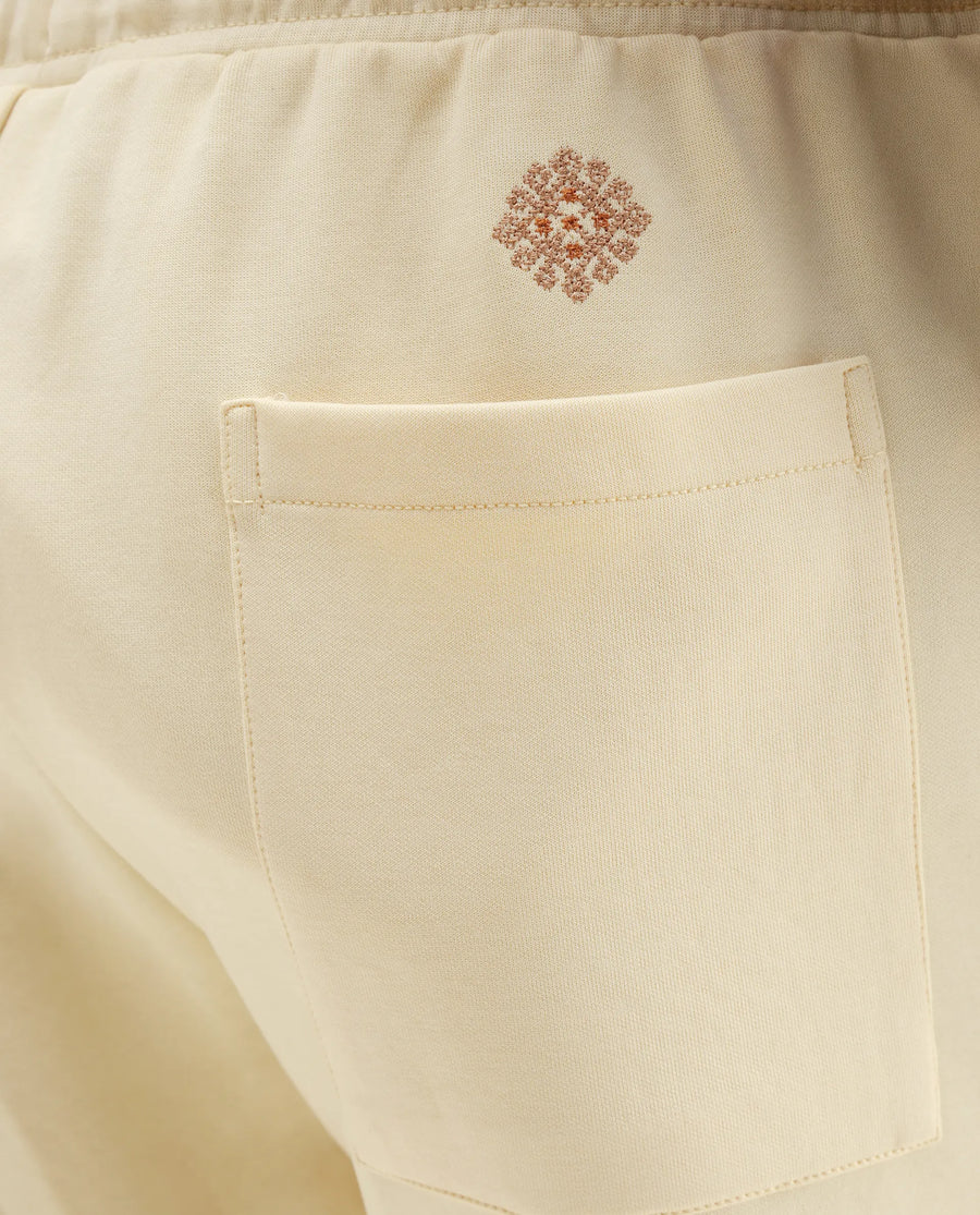 Rare Rabbit Men's Enox Pastel Yellow Cotton Blend Embroidered Regular Fit Shorts