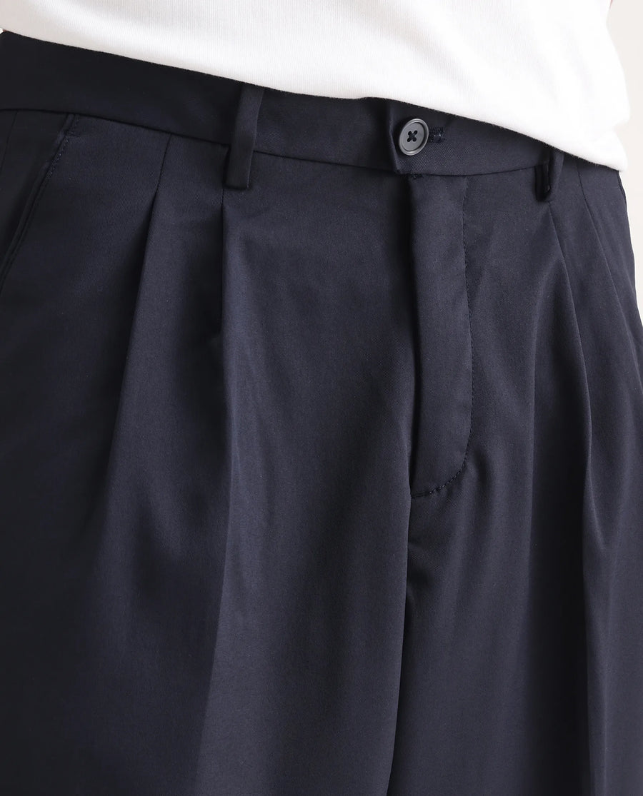 Rare Rabbit Men's Enzot Navy Cotton Plain Relaxed Fit Trouser