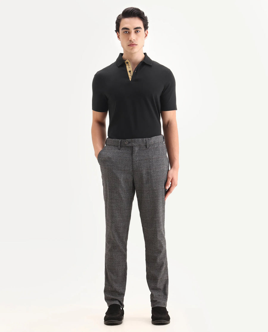 Rare Rabbit Men's Era Black Cotton Fabric Half Sleeve Spread Collar Plain Polo