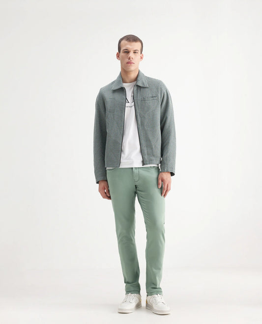 Rare Rabbit Men's Essen Light Green Cotton Plain Hawk Slim Fit Jeans