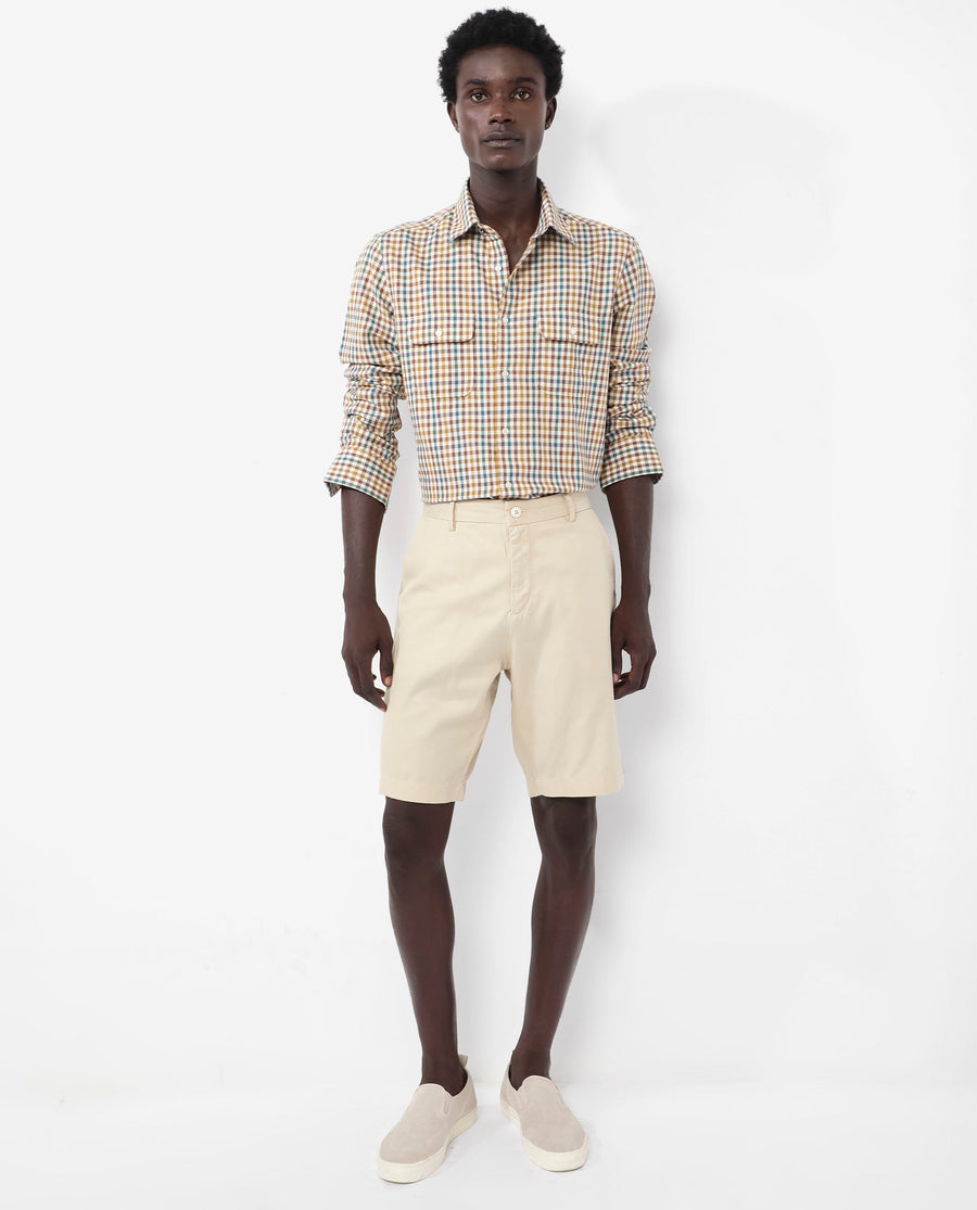 Rare Rabbit Men's Essen Mustard Cotton Checked Print Regular Fit Full Sleeve Collared Shirt