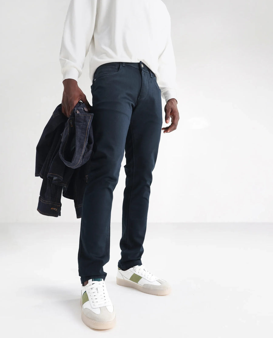 Rare Rabbit Men's Essen Dusky Teal Cotton Plain Hawk Slim Fit Jeans