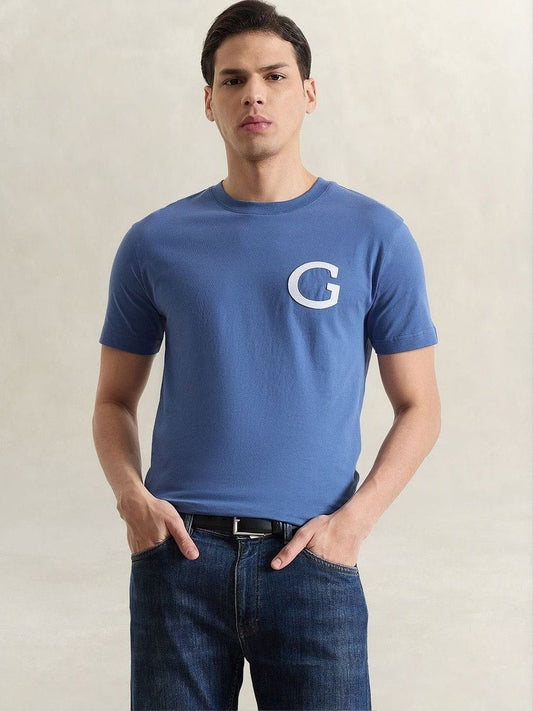 Gant Men Blue Solid Regular Fit T-Shirt