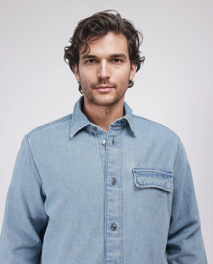 Rare Rabbit Men's Euclid Light Blue Cotton Plain Oversized Fit Full Sleeve Collared Shirt