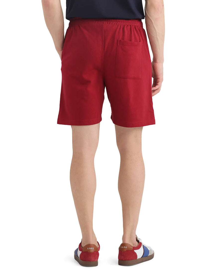 Rare Rabbit Men's Exclaim-B Red Cotton Graphic Print Oversized Fit Shorts