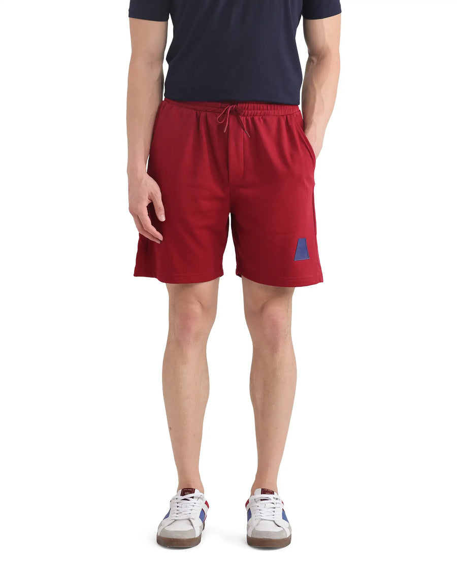 Rare Rabbit Men's Exclaim-B Red Cotton Graphic Print Oversized Fit Shorts