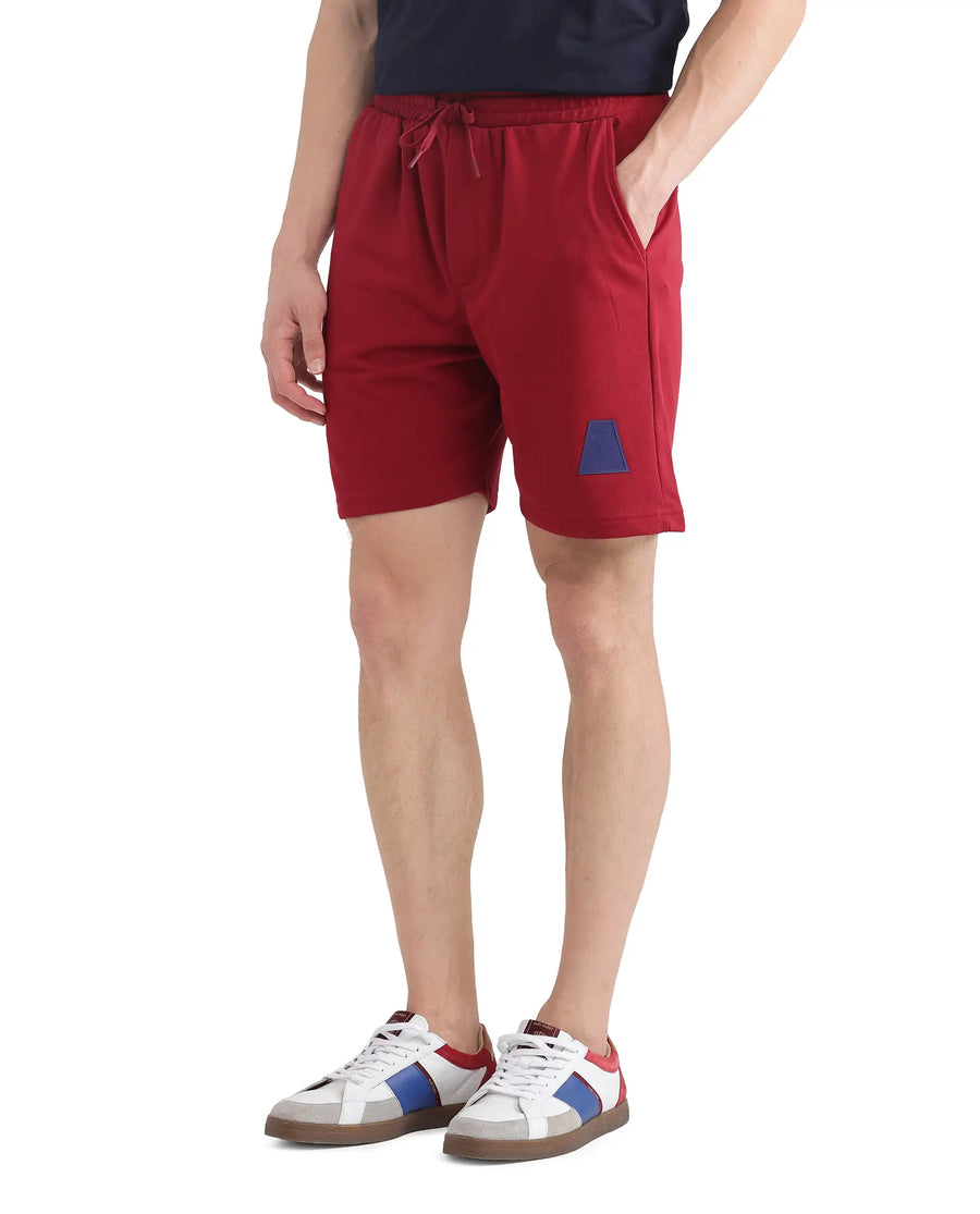 Rare Rabbit Men's Exclaim-B Red Cotton Graphic Print Oversized Fit Shorts