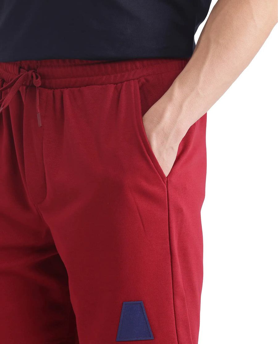 Rare Rabbit Men's Exclaim-B Red Cotton Graphic Print Oversized Fit Shorts