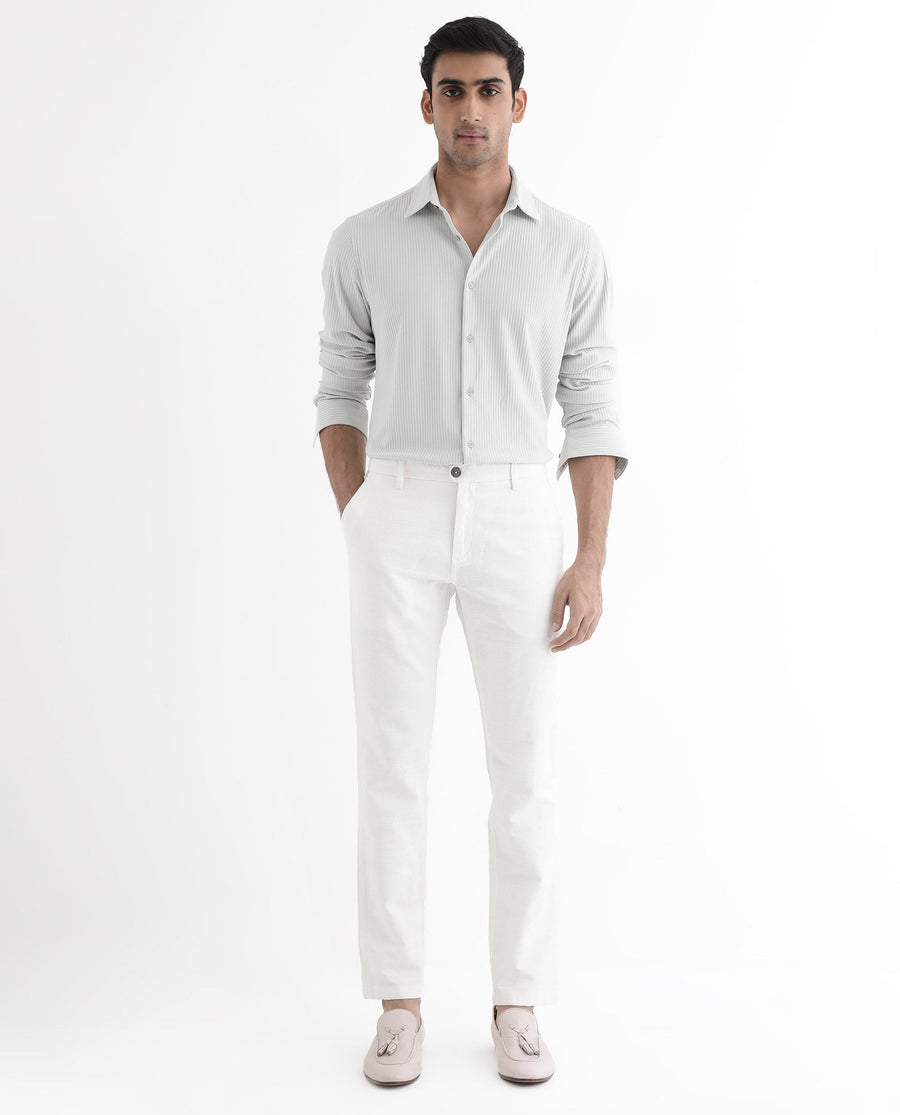 Rare Rabbit Men's Exclo Pastel Blue Polyester Jacquard Regular Fit Full Sleeve Collared Shirt
