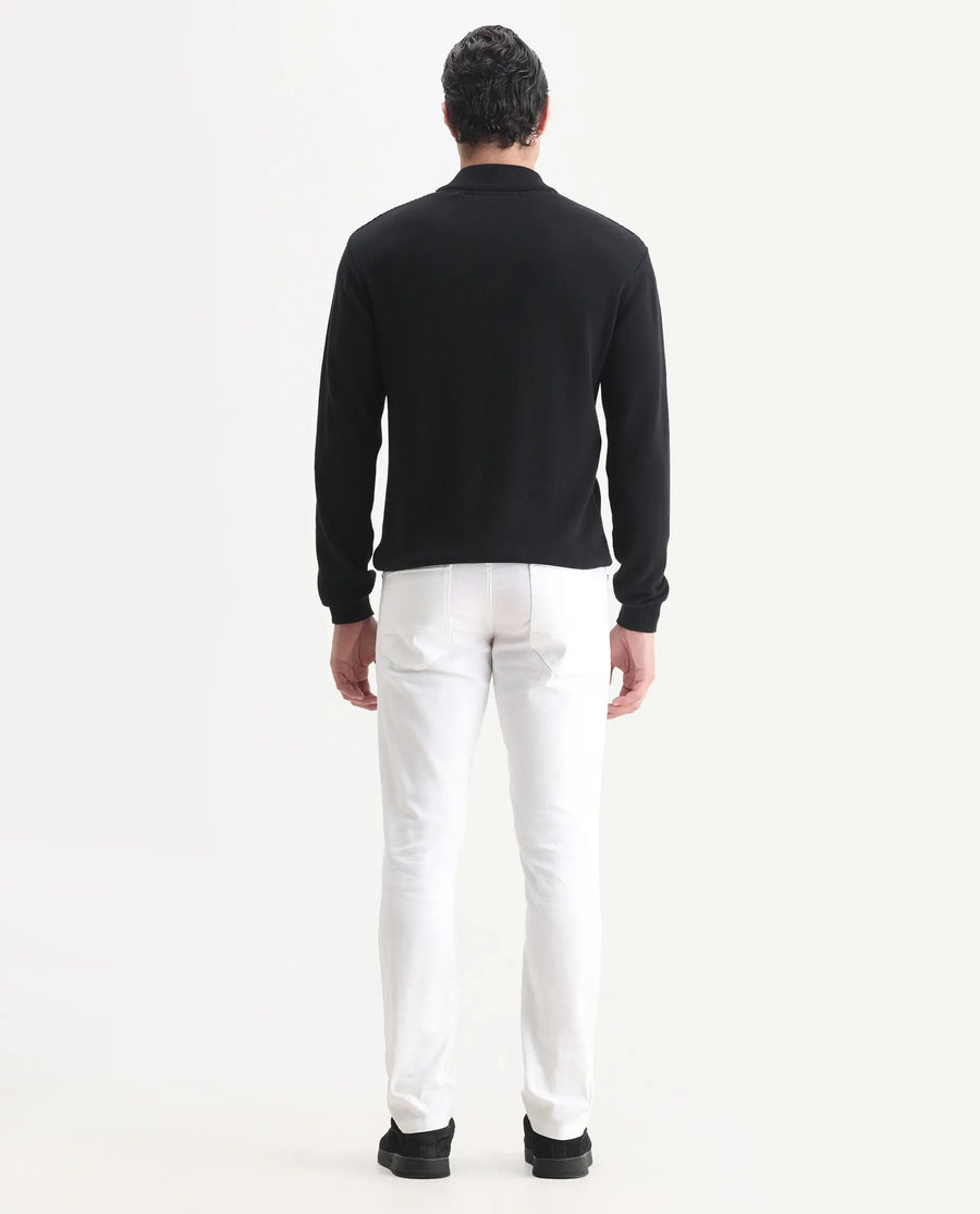 Rare Rabbit Men's Expore White Linen Blend Plain Regular Fit Trouser