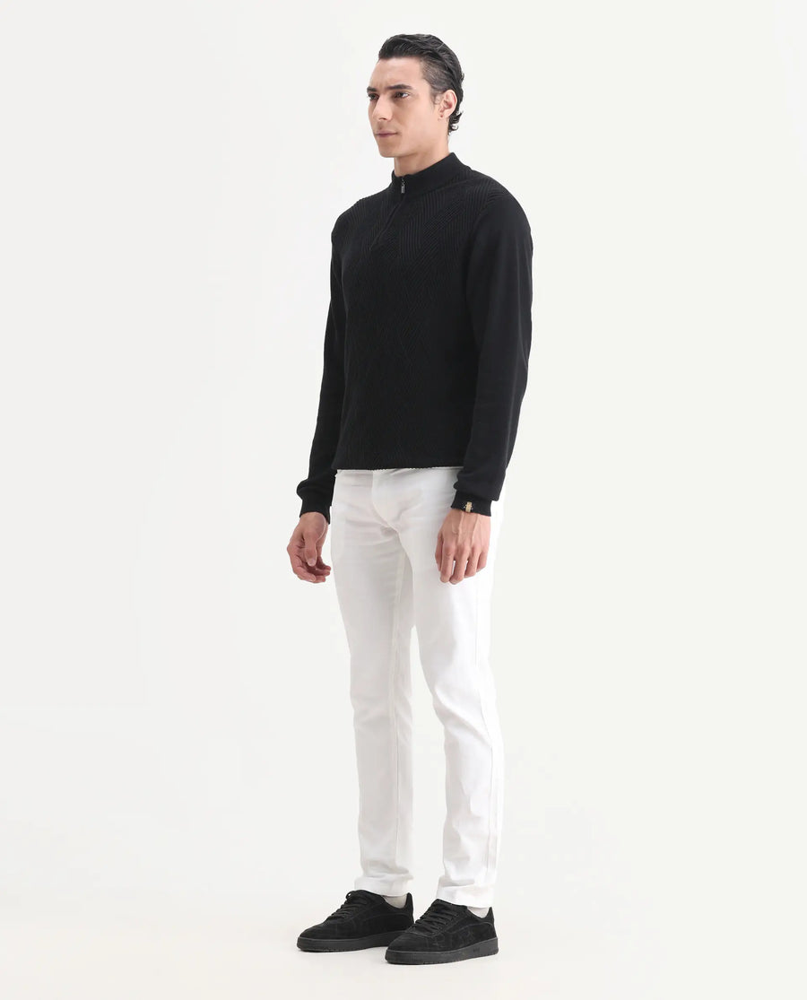 Rare Rabbit Men's Expore White Linen Blend Plain Regular Fit Trouser
