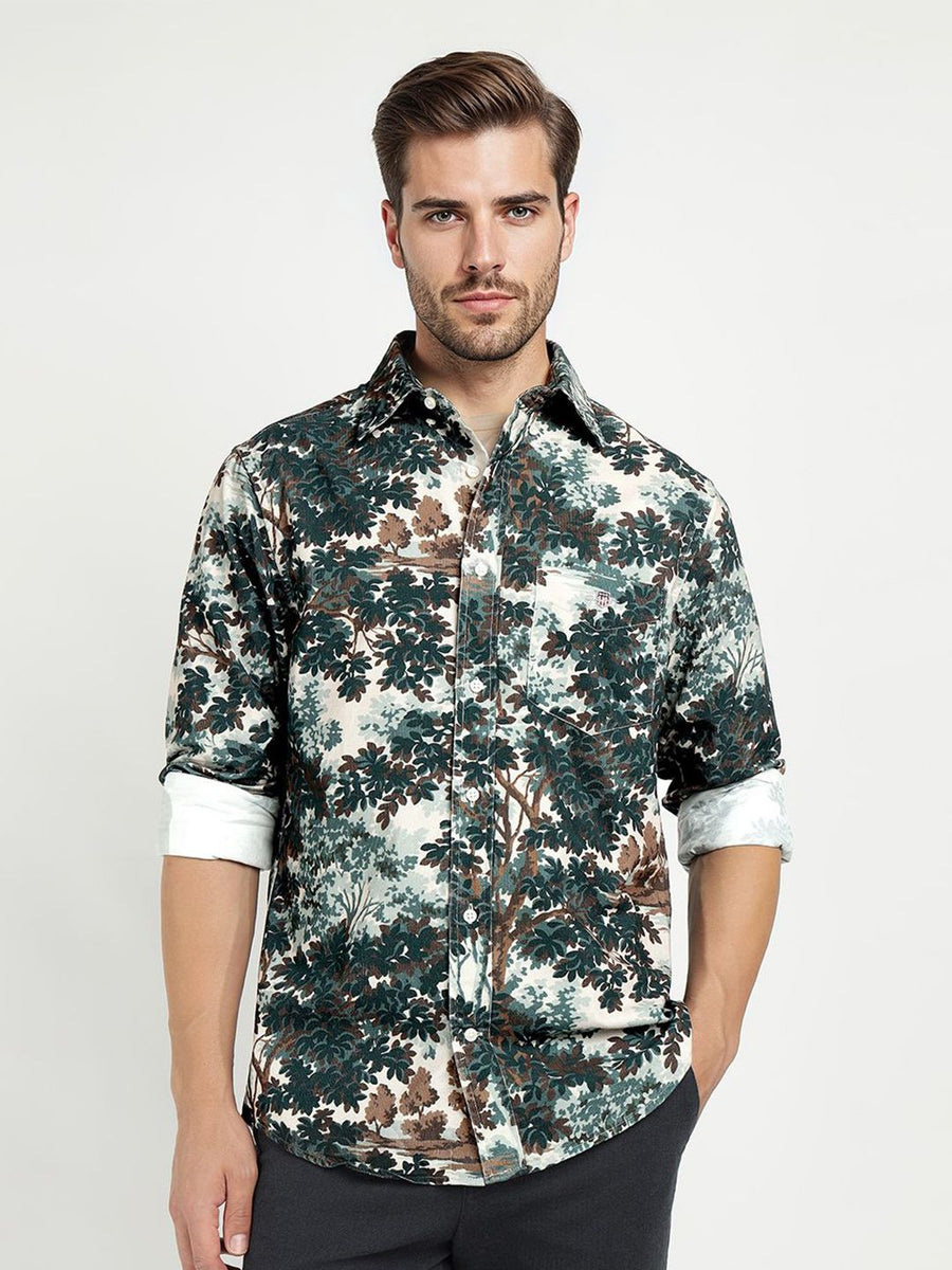 GANT Men Relaxed Fit Floral Printed Spread Collar Pure Cotton Casual Shirt