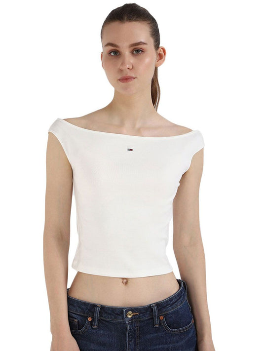 Tommy Hilfiger Boat Neck Cotton Crop Top