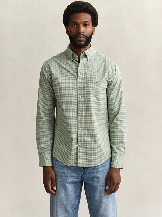 Gant Men Green Gingham Regular Fit Classic Poplin Gingham Shirt