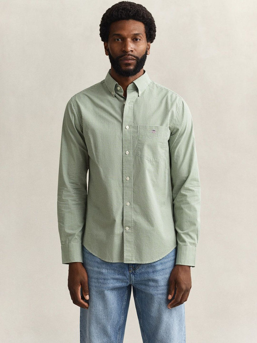 Gant Men Green Gingham Regular Fit Classic Poplin Gingham Shirt