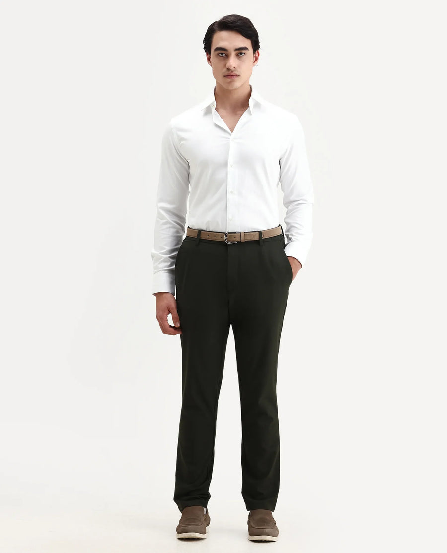 Rare Rabbit Men's Fargo White Cotton Plain Regular Fit Full Sleeve Collared Shirt