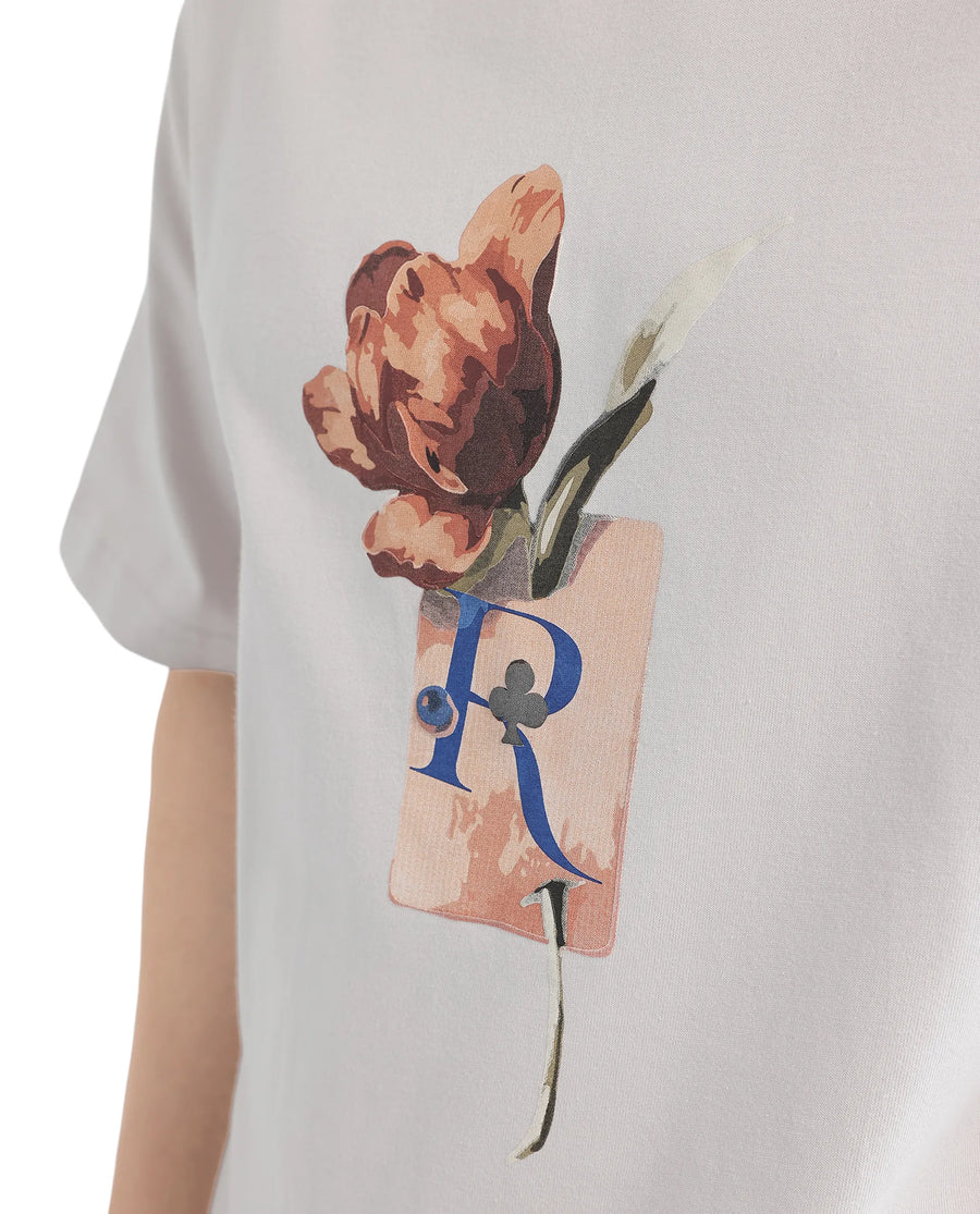 Rare Rabbit Men's Faun Light Grey Cotton Graphic Print Oversized Fit Half Sleeve Crew Neck T-Shirt