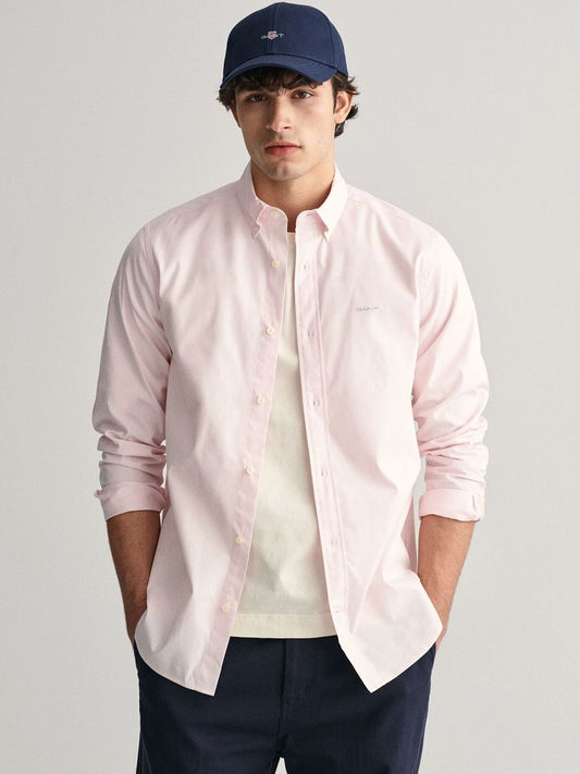 Gant Men Pink Solid Regular Fit Pinpoint Oxford Shirt