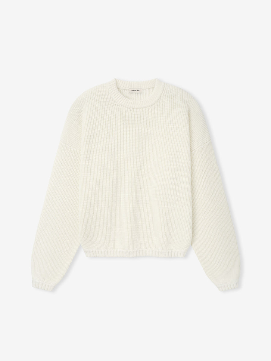 Double Knit Linen Wool Cotton Crewneck Sweater