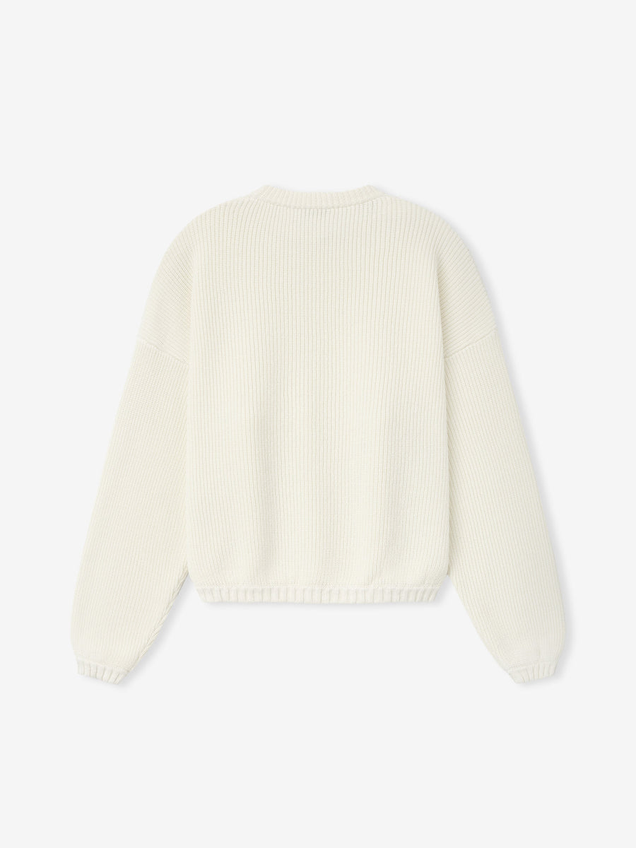 Double Knit Linen Wool Cotton Crewneck Sweater