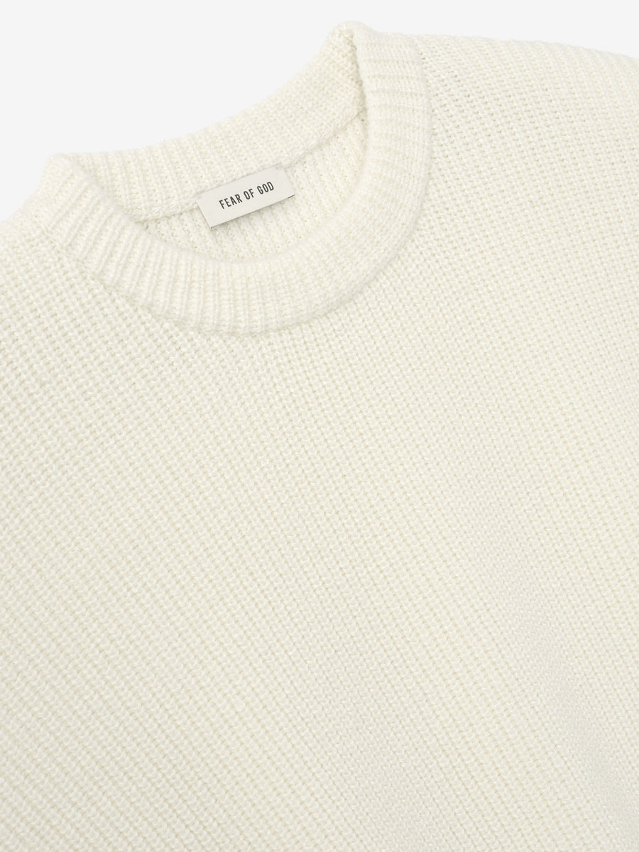 Double Knit Linen Wool Cotton Crewneck Sweater