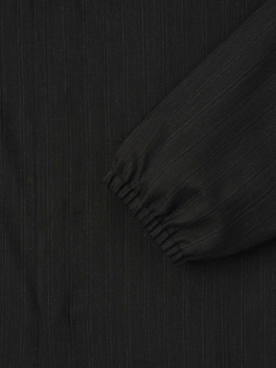 Black Striped Wool Elastic Cuff Shirt