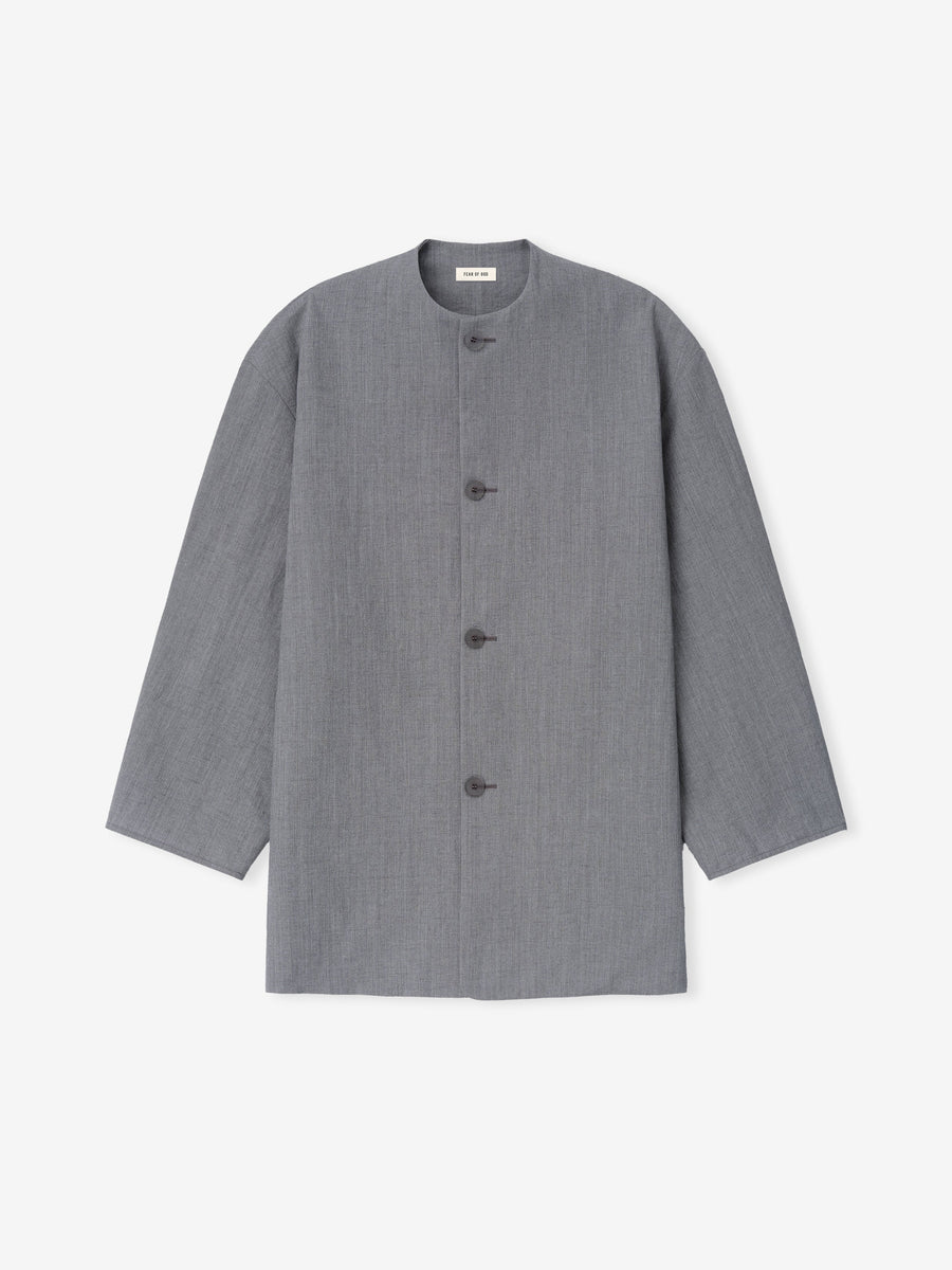 Wool Linen Collarless Sport Jacket