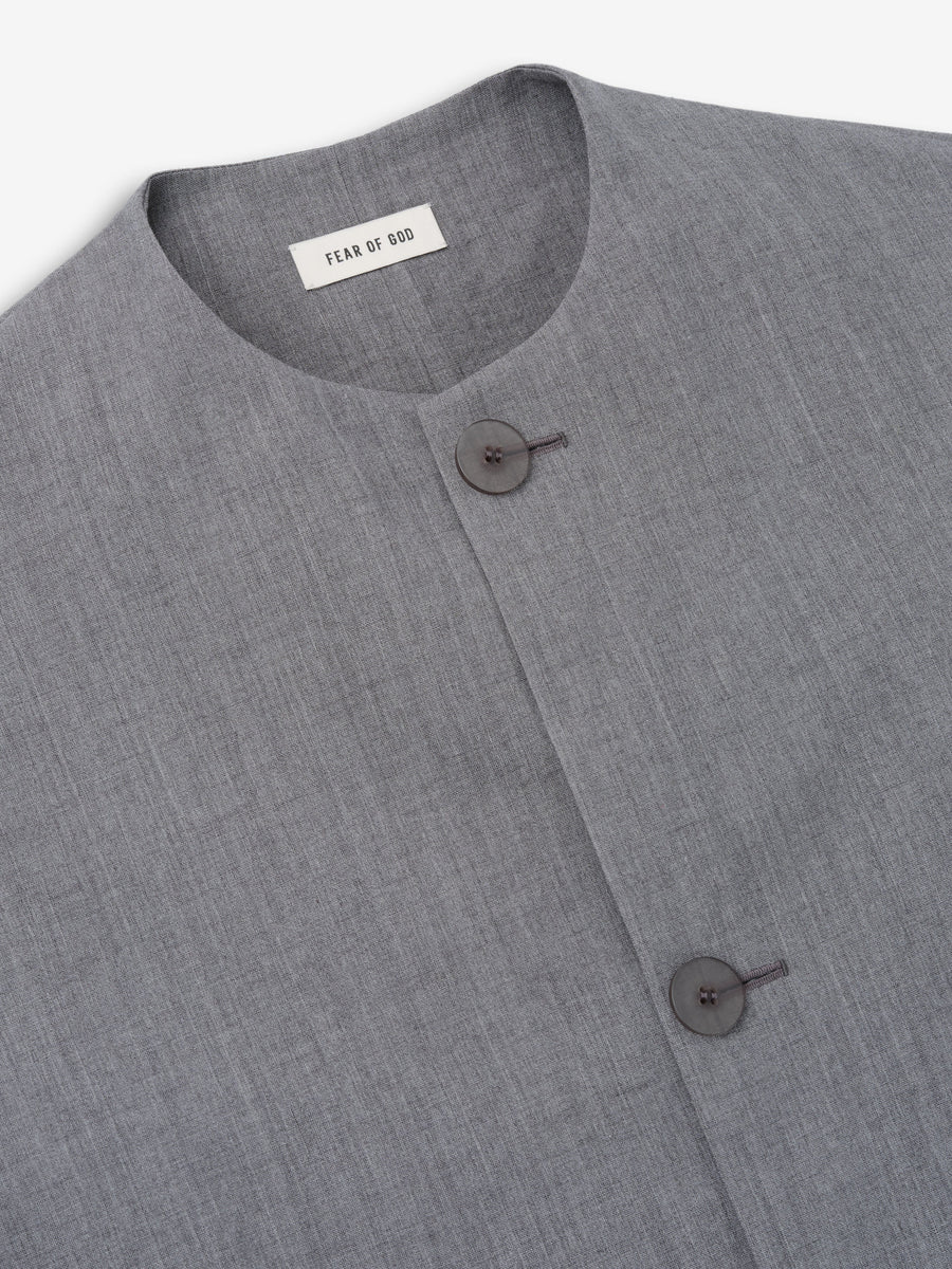 Wool Linen Collarless Sport Jacket