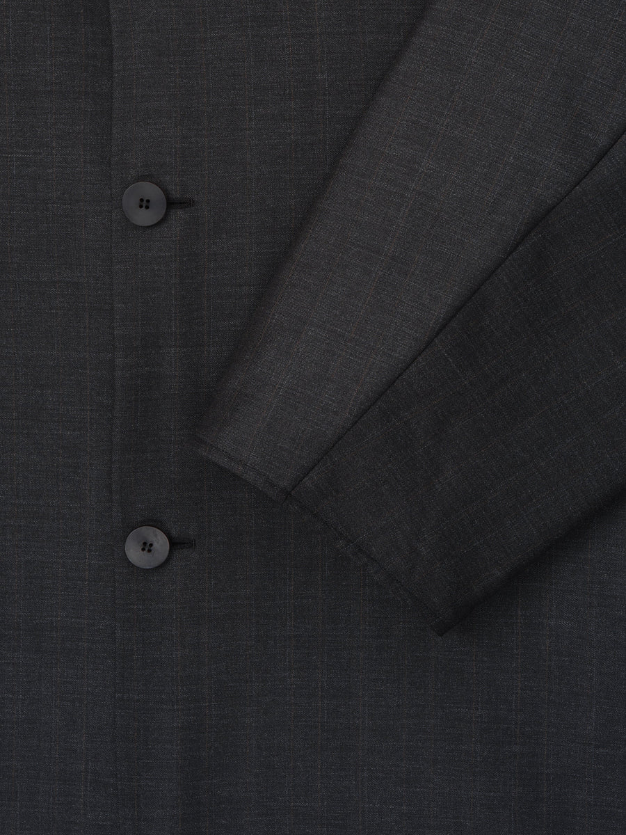 Grey Striped Wool Collarless Sport Jacket